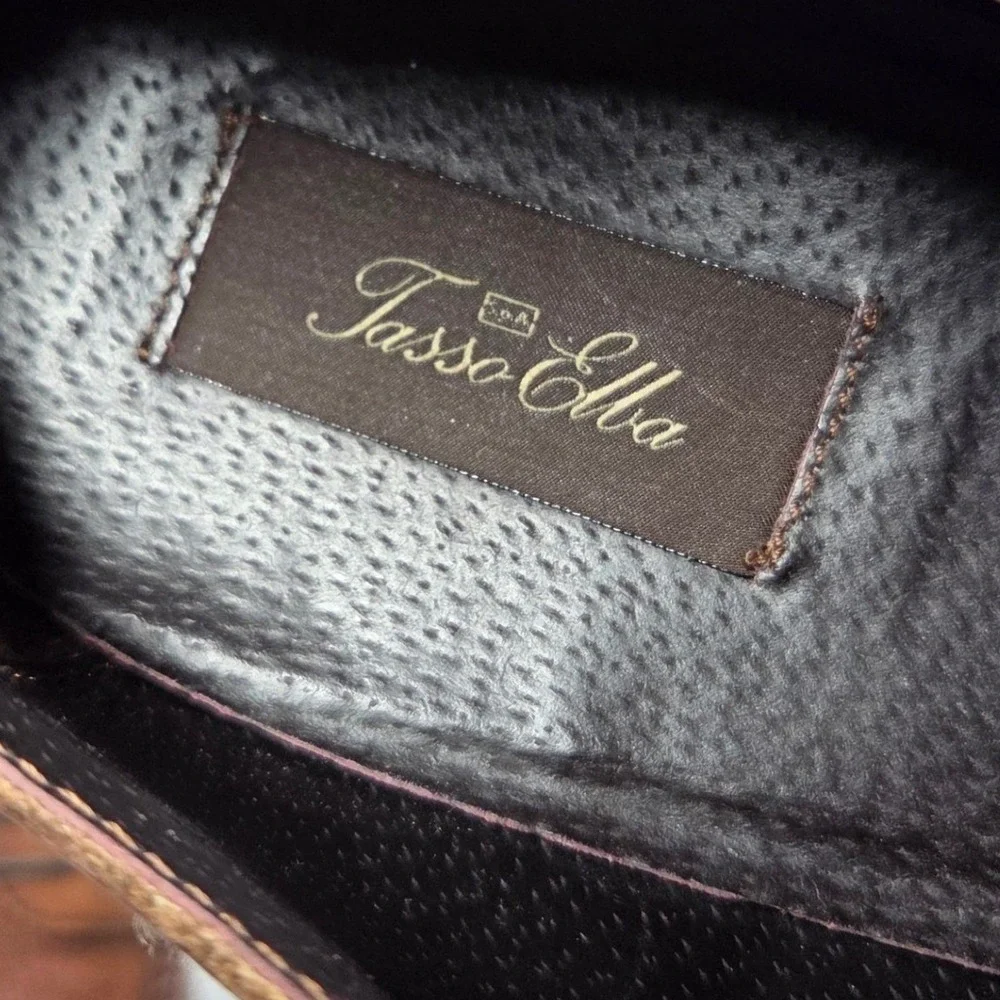 Tasso Elba Mens‎ Brown Leather Split Toe Dress Shoes Size 10.5 M Cognac